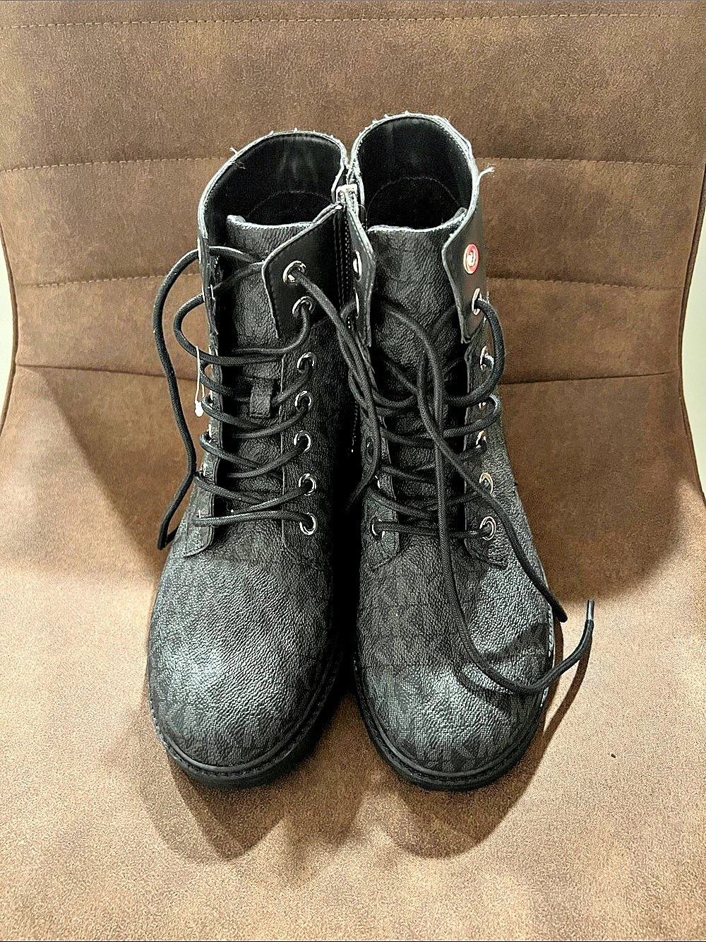 Michael Kors Blake Logo Jacquard Combat Boot Black